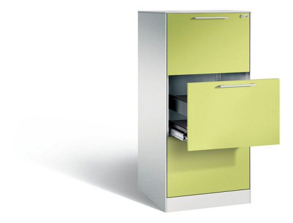 C+P Hängeregistraturschrank Asisto, H1310xB562xT600mm, Farbe: Lichtgrau / Viridingrün, Bügelgriff, 146224-301 S10083