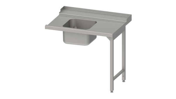 Stalgast Zulauftisch "Pro", Korbführung mit Gefälle, 2 Beine, 1 Becken 1700x750x880mm, Anbauseite rechts, Aufkantung, verschweißt, VZL17712RA