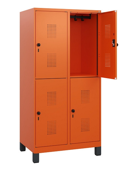 C+P Doppelstöckiger Spind Evolo PLUS, Füße, 4 Fächer, 1630x800x500mm, 2004/2004, Drehriegel, 0493105-22 S10030