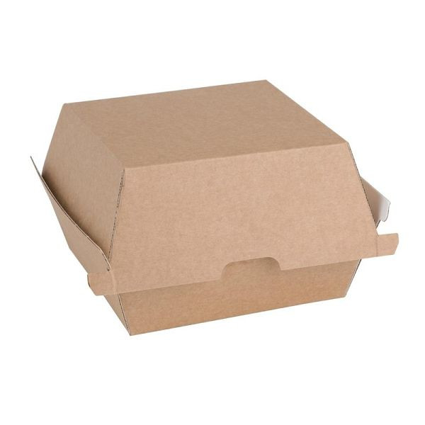 Fiesta Compostable kompostierbare Burgerboxen aus Kraftpapier groß 112mm (150 Stück), FB665