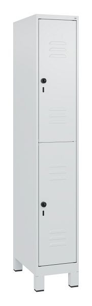 C+P Doppelstöckiger Spind Classic PLUS, Füße, 1800x300x500mm, 7035/7035, Drehriegel, 0803107-10 S10009