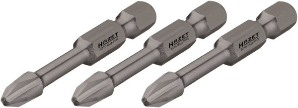 Hazet Schlag-, Maschinenschrauber Torsions-Bits, Sechskant massiv 6,3 (1/4 Zoll), Kreuzschlitz Profil PH, PH3, Anzahl Werkzeuge: 3, 2215SLG-PH3/3