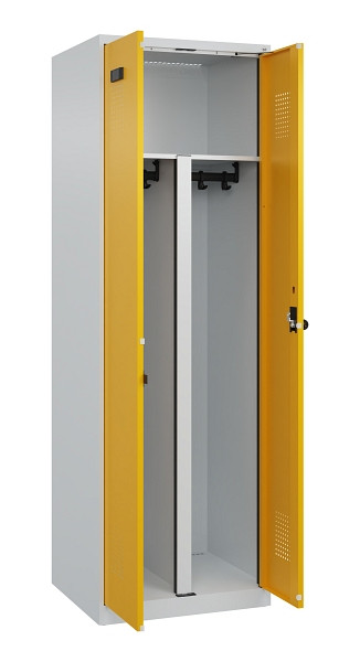 C+P PSA Schwarz-Weiß-Spind Evolo PLUS, 2 Abteile, 1850x600x500mm, 7035/1004, Drehriegel, 049002-20P S10000