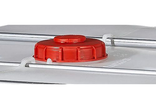 DENIOS Schraubdeckel NW 150, plus G2"-Öffnung, rot, für IBC und PolyMove, 214377