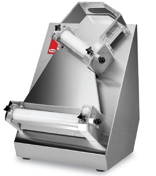 GMG Teigausrollmaschine Ø 30cm für runde Pizzen, Teigstärke 1-4mm, Teiggewicht variabel 100-210g, Gehäuse Edelstahl, TTA-30