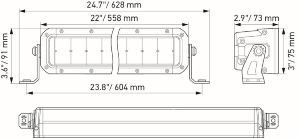 HELLA LED-Fernscheinwerfer, Black Magic Double Row Lightbar 21.5", 12/24V, 5500lm, doppelte Ausführung, Anbau, ECE, glasklar, 2000mm, 1FJ 358 196-401