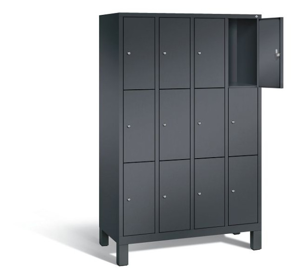 C+P Schließfachschrank Evolo, H1850xB1190xT500mm, Farbe: Schwarzgrau, 48010-403 S10011