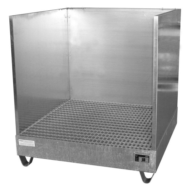 STEIN HGS Auffangwanne Serie 2000/SW, mit Spritzschutzwand, 216 Liter, ohne Farbe, feuerverzinkt, Höhe 1285mm, feuerverzinkt, 4x200 Liter Fass, 79195.0018