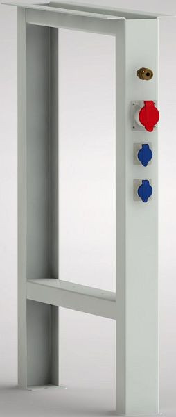KLW Werkbankfußelement in U-Hut-Ausführung 800 x 80 x 608 mm,aus 2 mm Stahlblech gekantet, U-Hut-Fußelemente mit 1xSteckdose, 2xSteckdosen, FE-UNP-E2
