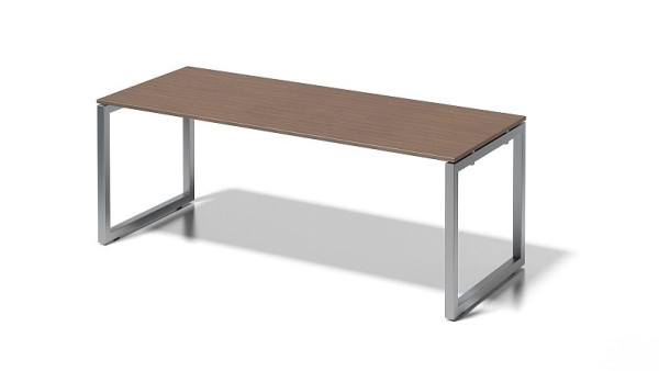 Bisley Cito Schreibtisch, 740 mm höhenfixes O-Gestell, H 19 x B 2000 x T 800 mm, nußbaum/silber, DOF2008WN355