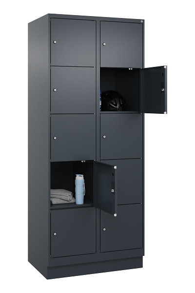 C+P Schließfachschrank Evolo PLUS, mit Sockel, 10 Fächer, 1950x800x500mm, 7016/7, Frontfarbe RAL 7016 Anthrazitgrau, 049020-225 S10016