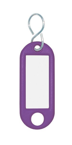 Eichner Schlüsselanhänger aus Kunststoff mit S-Haken, inkl. Beschriftungsetikett, Farbe: Violett, VE: 1 Pack à 100 Stück, 9219-01384-090