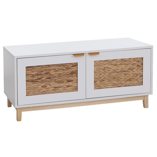 Mendler Sitzbank HWC-P54, Garderoben-Bank Schuhregal Schuhablage, MDF Melamin Wasserhyazinthefront 45x100x42cm, weiß, 139928
