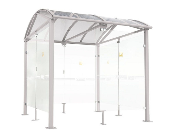 Procity Raucherunterstand Klassik "L"- Tiefe 2690 mm, Farbe RAL 7044, Maße: Breite 2500 x Höhe 2768 x Tiefe 3023 mm, 529520.7044