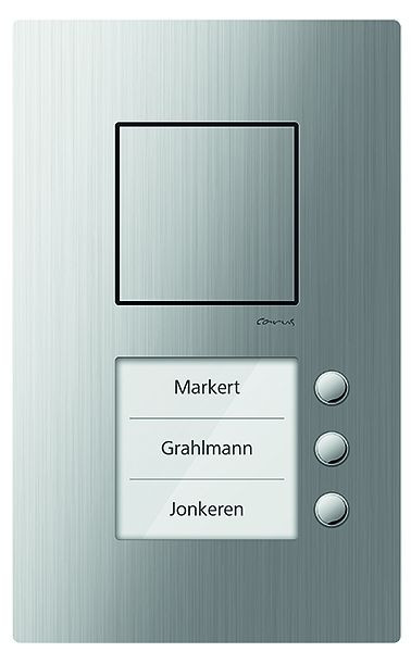 TCS Audio Außenstation Serie Carus IRIS mit 3 Klingeltasten (rechtsbündig), AP silber, CAE1003-0150