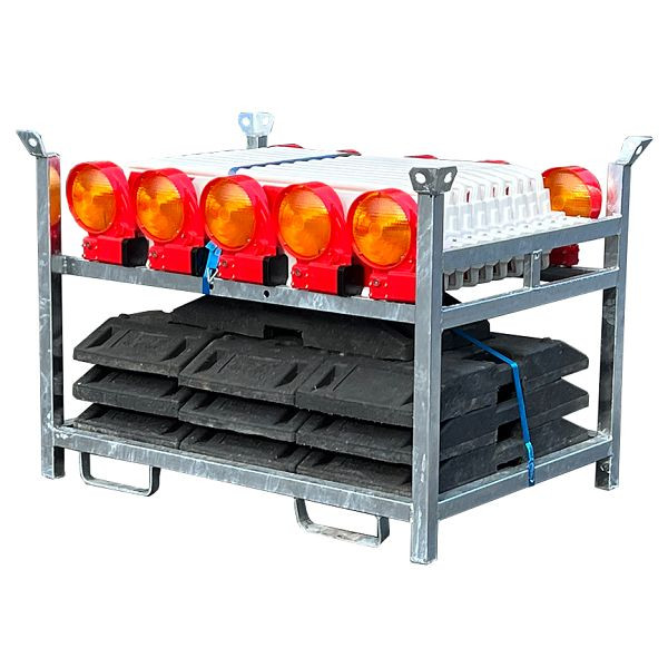 Schake Set3, 1x Lager- und Transportpalette, 10x TL-Fußplatte nach K1, 10x BASt Bake Folie Typ RA2/B, einseitig pfeilförmig, 36NOXP2E-G2-SET3