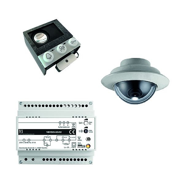 TCS video:kit mit Einbau-Türlautsprecher ASI12000 + Domekamera AP FVK4224 + Steuergerät VBVS05, VK03