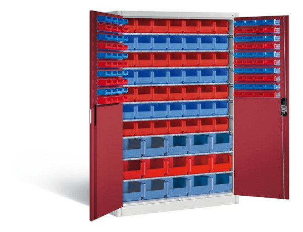 C+P Magazinschrank Acurado, H1950xB1200xT500mm, Farbe: Lichtgrau / Rubinrot, Muldengriff, 8931-502 S10072