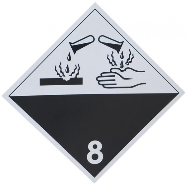 SIGNUM Gefahrzettel Klasse 8, Aluminium, 300 x 300 mm, G 2026/8300