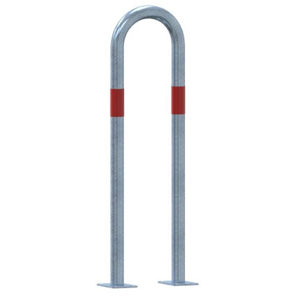 STEIN HGS Absperrbügel zum Aufdübeln aus Stahlrohr Ø 48 mm, Breite 300 mm, silber, rot, rot, 80469.0006