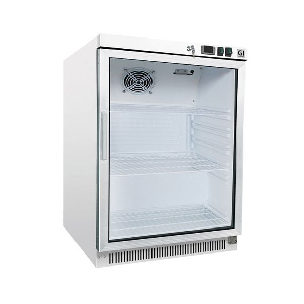 Gastro-Inox Kühlschrank aus weißem Stahl mit Glastür 200 Liter, statisch gekühlt, Nettokapazität 200 Liter, 204.002