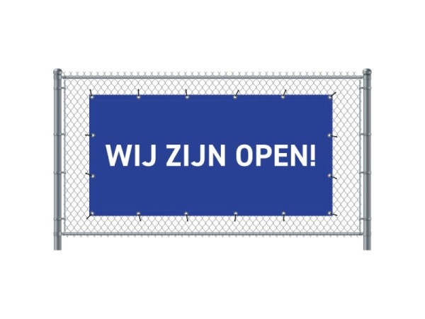 Showdown Displays Zaun-Banner 200 x 100 cm Geöffnet Holländisch Blau, FBG200-100-I685