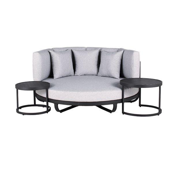 HOME DELUXE Gartenliege Daybed Outdoor FLORIDA inklusive Beistelltische - Grau, 59155