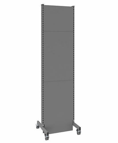 DENIOS Mobile Akustik Trennwand, Grundfeld, B 625, H 2500 mm, Akustik-Lochblech zweiseitig, grau, 293071