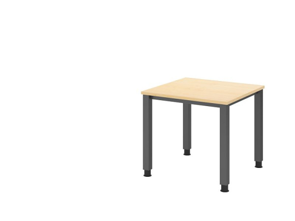 Hammerbacher Schreibtisch QS08, 80 x 80 cm, Platte: Ahorn, 25 mm dick, 4-Fuß-Gestell in Graphit (ähnlich RAL 7012), Arbeitshöhe 68-83,5 cm, VQS08/3/G