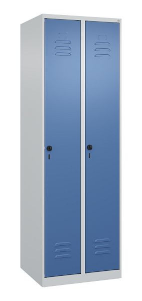 C+P Mehrzweckschrank Classic PLUS, Wäsche-Spind, 2 Abteile, 1850x600x500mm, 7035/5023, Drehriegel, Türen rechts angeschlagen, 080000-20B S10005