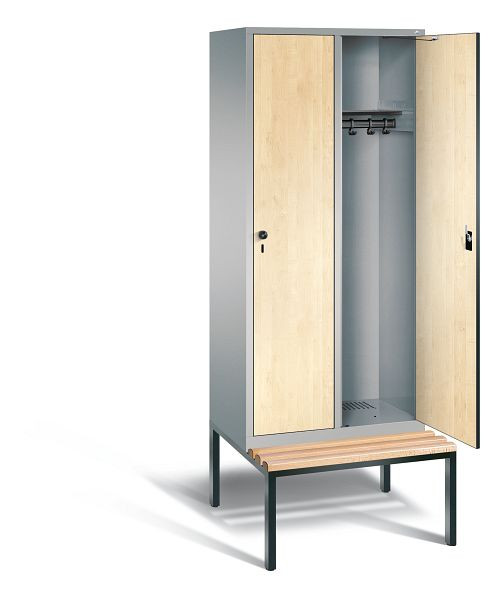 C+P Garderobenschrank Evolo, H2090xB810xT815mm, Farbe: Weißaluminium / Dekor Donau-Ahorn, 48050-22 S10400