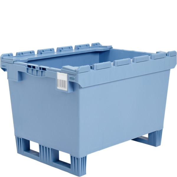 BITO Mehrwegbehälter MB Deckel/Bügel/Kufe /MBB86421RKufe 800x600x423 taubenblau, Bügel Rippenboden Kufe, C0402-0053