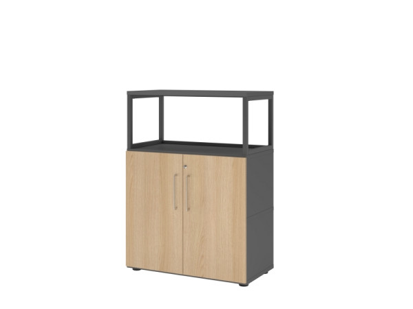 Hammerbacher Regal/Türen, 3OH, graphit/eiche, VFW38T2RG/G/E/BS