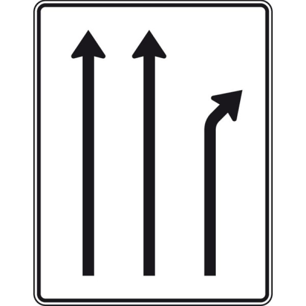 Stein HGS Trennungstafel, zweistreifig durchgehend und einstreifig rechts ab, Nr. 533-20, RA1/Flachform 3mm, ohne Entfernungsangabe, 1600x1250mm, 533-20-113