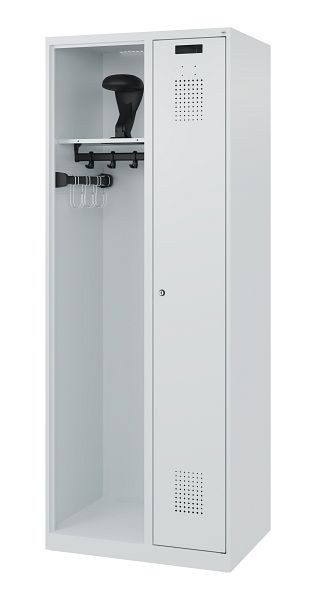 C+P Feuerwehrspind Evolo, Modell KOMBI, 2 Abteile, H1850xB700xT500 mm, Lichtgrau, Helmhalter, 0494015-15 S10003