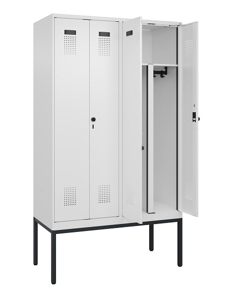 C+P PSA Doppel-Spind Evolo PLUS, Gestell, 4 Abteile, 2120x1200x500mm, 9016/9016, Drehriegel, 0490327-40P S10020