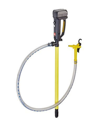 DENIOS Akku-Pumpe B2 aus PP, 260 W, Tauchtiefe 500 mm, Schlauch 1,5 m, Zapfventil, 267775