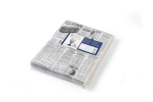 Hendi Einschlagpapier, fettdicht, VE: 500 Stück, 250 x 200 mm, Zeitungsdruck, 678121