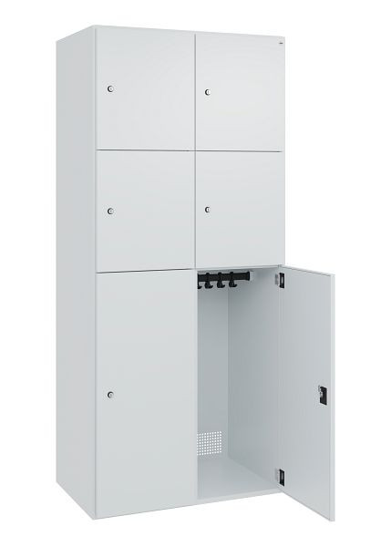 C+P Stahl-Schließfachschrank FlexOffice Prefino, 2 Abteile, H1850B800T525 mm, Lichtgrau, 46080-227070 S10005