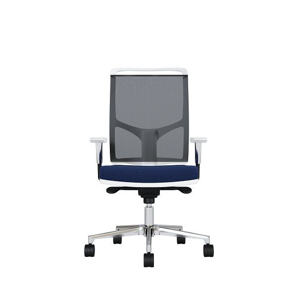 Bisley Bürodrehstuhl Zed, Weißes Kunststoff, Höhenverstellbare Armlehnen, Fußkreuz und Armlehnen aus Aluminium, NE0333 indigoblau, ZEDALLWNE0333