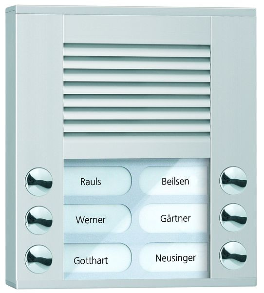 TCS Audio Außenstation Serie PES 6 Klingeltasten (rechts-/ linksbündig), AP silber, PES06-EN/04