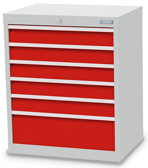 Bedrunka+Hirth Schubladenschrank, Tiefe 500 mm, R 24-16, 680 x 500 x 819 mm, 6 x Schubladen (5x 100VA, 1x 200VA), Tragkraft 75 kg, 68.501-75