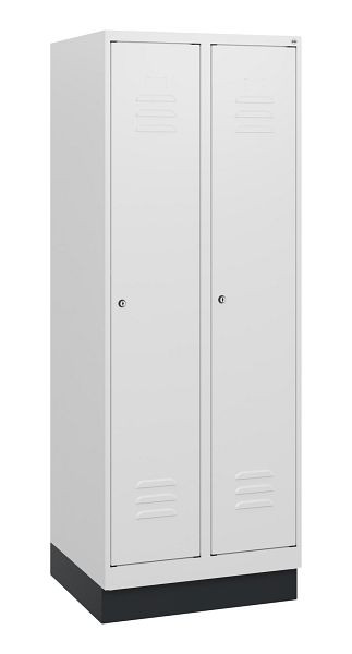 C+P Umkleidespind Classic PLUS, Sockel, 2 Abteile, 1630x600x500mm, 9016/9016, Zylinderschlösser, 0800205-20 S10029