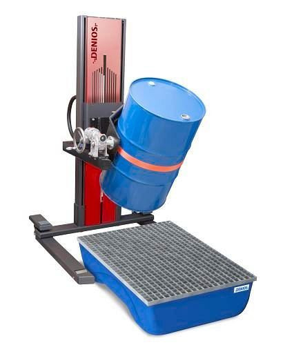 DENIOS Fasslifter Secu Ex Typ W drehbar für 60-bis 220-Liter-Fässer, breites Fahrwerk, H 2135 mm, ATEX, 236572