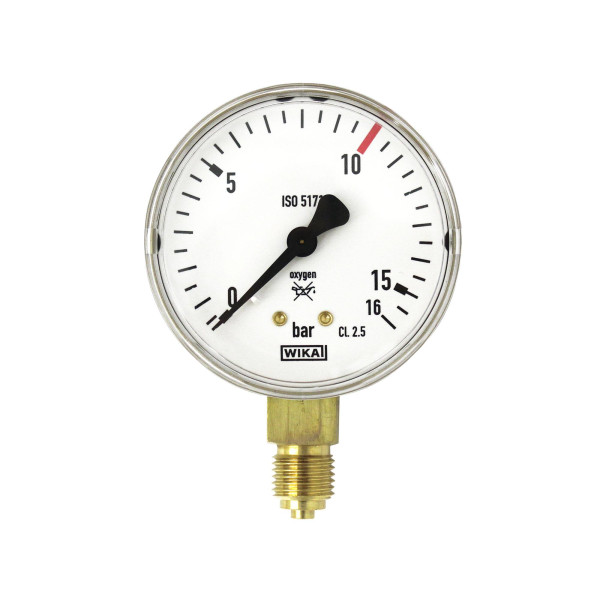 Riegler Arbeitsmanometer für Flaschendruckminderer, O2, G1/4, 0-16 bar, Ø 63, 146827