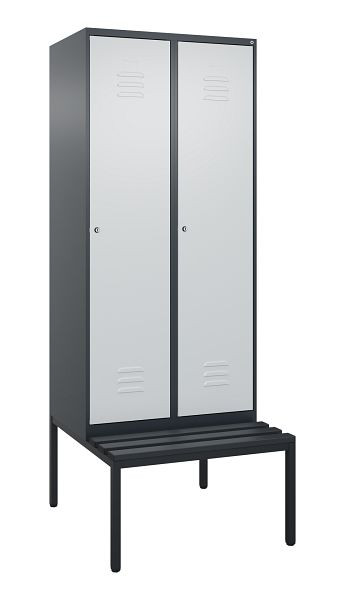 C+P Umkleidespind Classic PLUS mit Mitteltrennwand, 2 Abteile, 2120x800x815mm, 7016/7035, Zylinderschlösser, 0800507-22F S10028