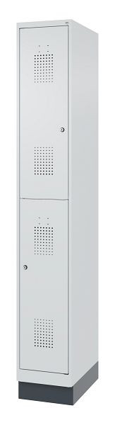 C+P Doppelstöckiger Feuerwehrspind, Modell FLEXO, H1850B300T500 mm, Lichtgrau, Sockel, 0493015-10LR S10006