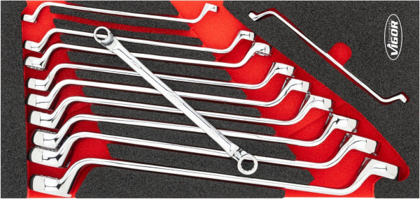 VIGOR Doppel-Ringschlüssel Satz, 11-teilig, 6 x 7 – 25 x 28 mm, Anzahl Werkzeuge: 11, V6722N