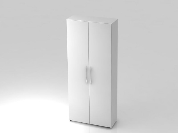 Hammerbacher Schrank 5OH 34, 6cm tief Bogengriff Weiß/Weiß, 80x34,6x188 cm (BxTxH), V4100/W/W/BM