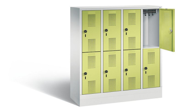 C+P Kindergarten-Spind doppelstöckig Evolo, H1300xB1190xT300mm, Farbe: Lichtgrau / Viridingrün, 483203-40 S10062